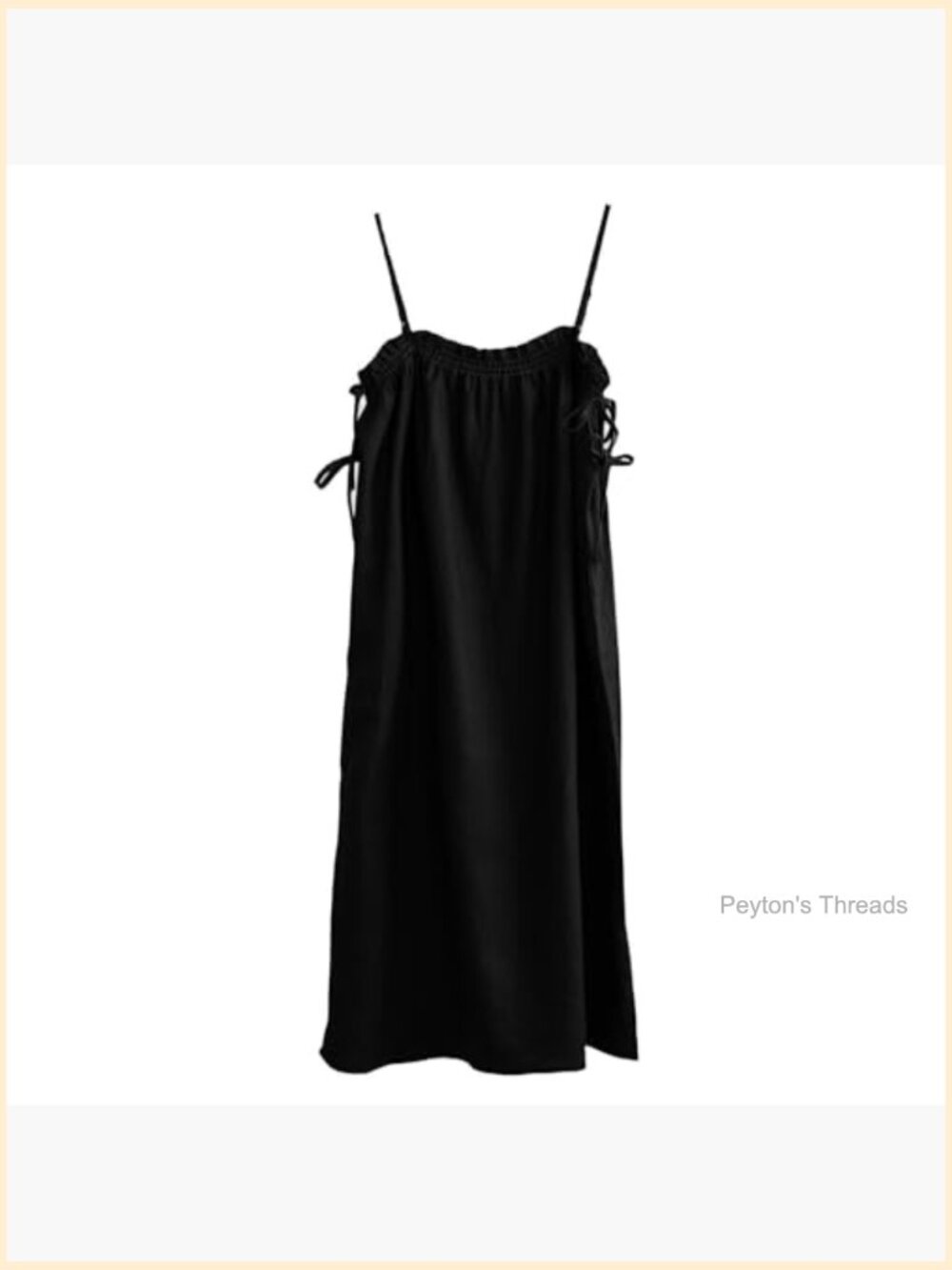 100% Linen Midi Beach Dress with Pockets Spaghetti Strap Shift - Picture 3 of 5